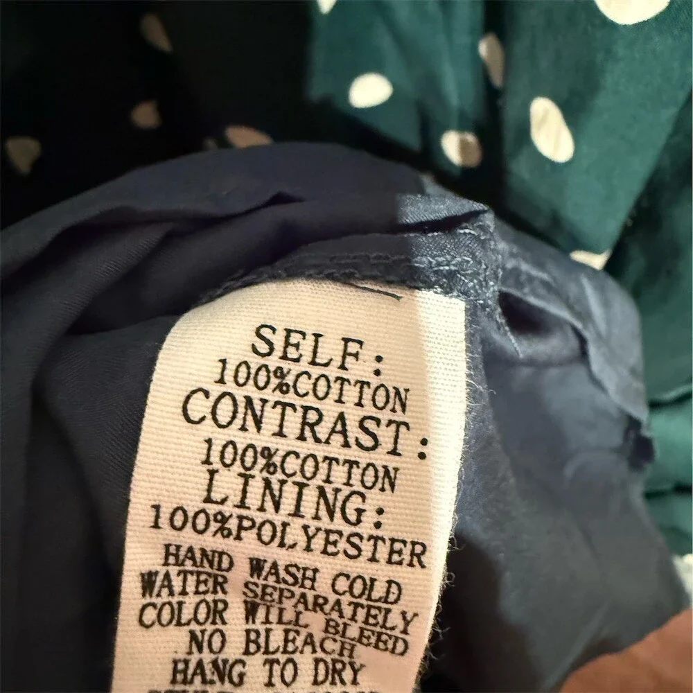 idem ditto Dress Womens Size S Dark Green Polka Dot Smocked Midi Puff - Picture 5 of 5